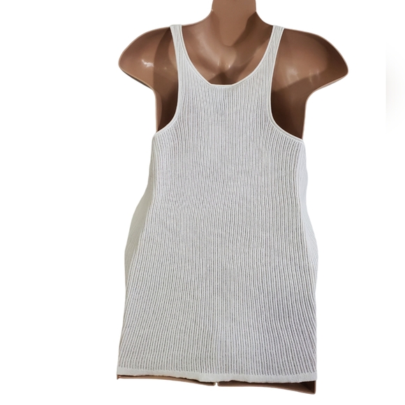 Lane Bryant Palm Burnout Ribbed Tank/Swimsuit Cover-up White ~ NWT Sz 26/28 - Picture 5 of 12